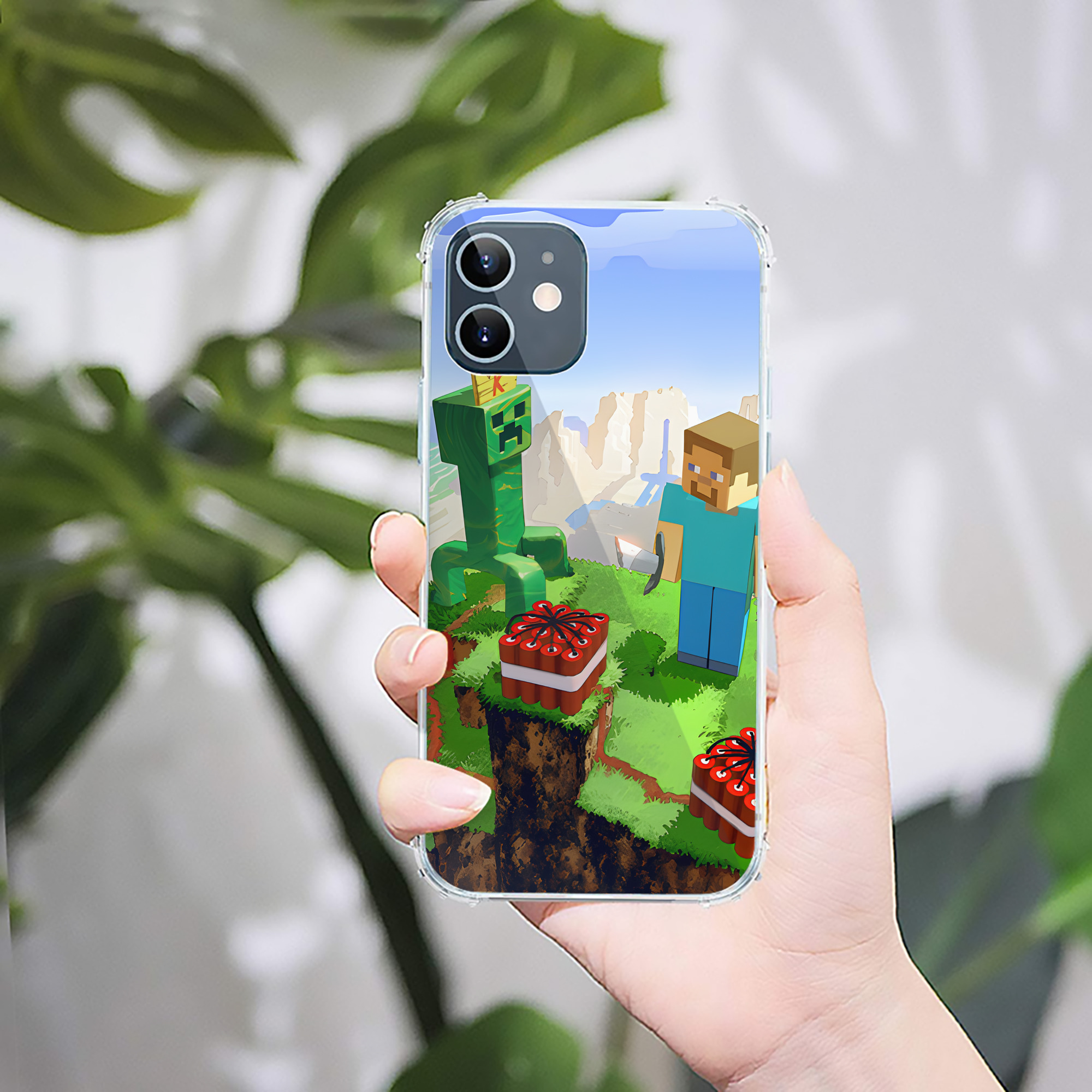 （画像用） マインクラフト ブロックの世界 Minecraft MC Block world 【iPhone 12シリーズ対応】透明スマホケース（クリアソフトケース）